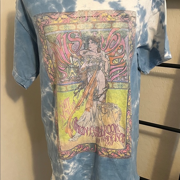 Janis Joplin Live At The Avalon Ballroom Blue Tie-Dye Graphic Pullover T-Shirt - Picture 2 of 7